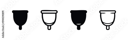 Collection of menstrual cup icons, feminine period product symbols