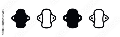 Sanitary pad with wings icon set, feminine hygiene product symbol