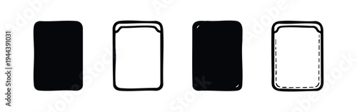 Smartphone Screen Icon Set, Mobile Device Display Vector, Hand-drawn Technology Gadget Silhouettes