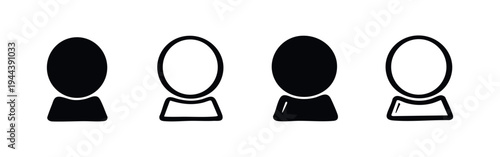 User Profile Avatar Icon Set, Account Person Silhouette Icons, Hand-drawn Human Figure Vectors
