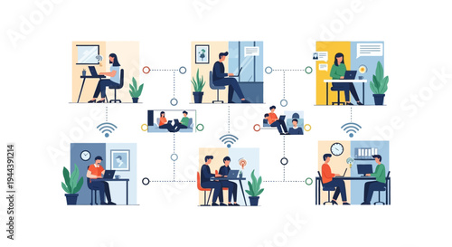 Remote Work and Online Collaboration: People Working from Different Locations with Seamless Connectivity and Digital Communication
