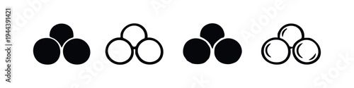Atomic Structure Icon Set, Three Connected Circles Vector, Chemical Element Representation