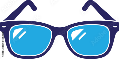 Silhouette of blue sunglasses isolated on transparent background