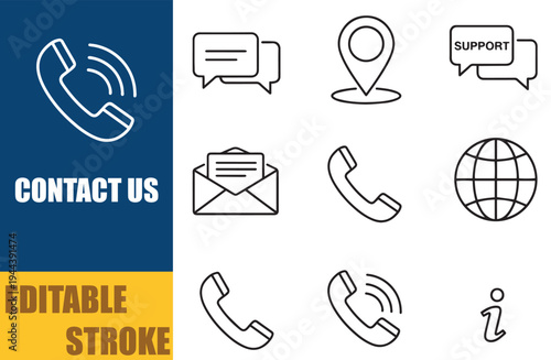 Contact Us Communication Icons Vector Set