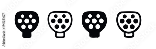 Industrial Connector Plug Icon Set. Automotive Gear Shift Symbol. Multi-Pin Electrical Connector Graphic.