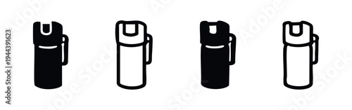 Portable Spray Canister Icon Set. Personal Hygiene or Defense Product Symbol. Minimalist Aerosol Can Graphic.