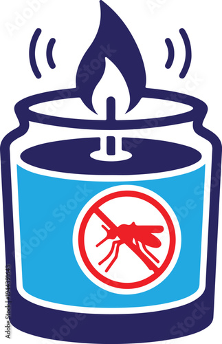 Mosquito repellent candle silhouette isolated on transparent background