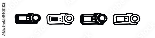 Camcorder and Video Camera Icon Set. Film, content creation, and digital recording devices.