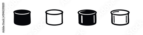 Cylindrical Can or Container Icon Set. Packaging, storage, and product design concept.