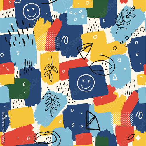 Abstract Colorful Doodle and Paint Brush Pattern Vector