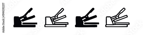 Craft Heat Press Machine Icons Set - Apparel and Product Customization Tools