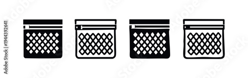 Mesh Container or Bin Icon Set