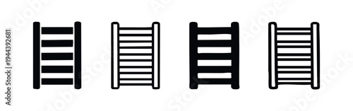 Vertical Ladder Icons Set. Essential Tools for Access, Repair, and Home Improvement Projects.