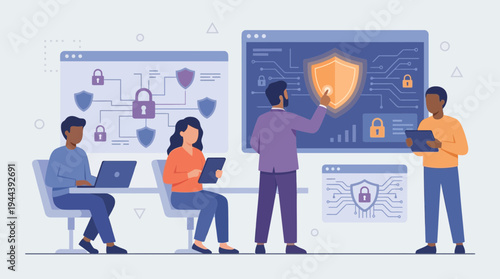 Cybersecurity Team Discussing Data Protection