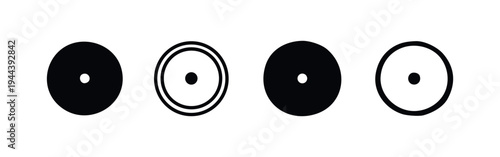Target Circle Icons Set - Abstract Concentric Rings and Dot Symbols in Various Styles