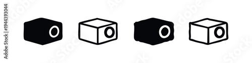 Cube Smart Speaker or Home Hub Device Icon Set