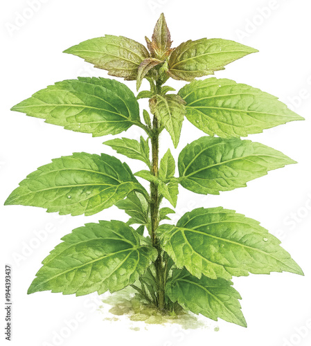 Ageratum Conyzoides Medicinal Herb Plant Watercolor Illustration Isolated on Transparent Background