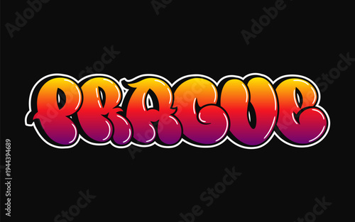 Prague bubble lettering street art graffiti design