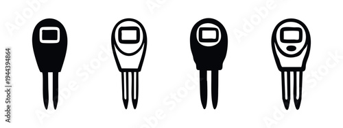 Digital Soil Moisture and pH Meter Icons Set, Plant Tester Device Symbols, Gardening Sensor Illustration