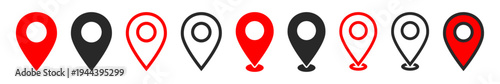 Minimalist location icon set stock illustration