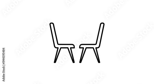 Two modern chairs facing each other on a white background, minimalist design, conversation concept