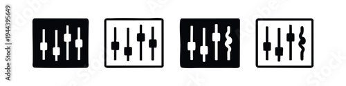 Modern Electrical Plug Connector Icon Set. Cylindrical Device with Three Pin Sockets Vector Art in Black and White