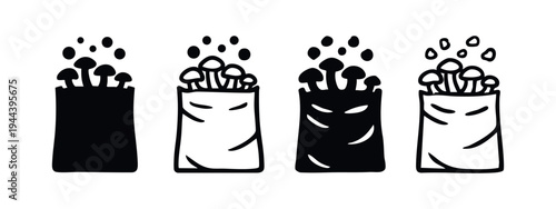 Elegant Open Oyster with Pearl Icon Set. Marine Life Jewel Vector Illustration. Luxury Seafood Graphic Element