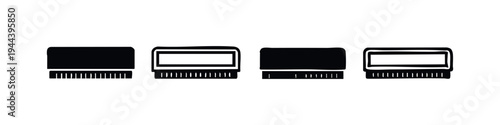 Cutlery Holder Icon Set. Fork and Knife Utensil Crock. Simple Black and White Kitchenware Symbol Vector Illustration.
