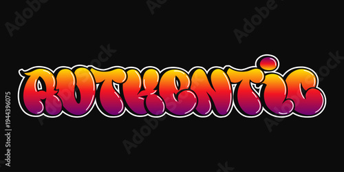 Authentic word in colorful gradient bubble letters