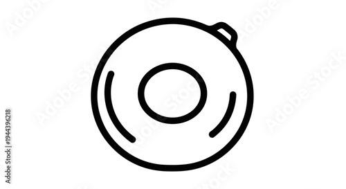 Simple donut icon, minimalist line art, sweet treat symbol, black and white graphic