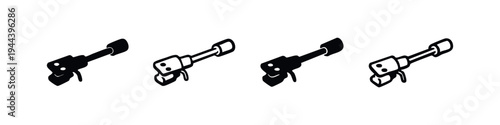 Record Player Tonearm with Cartridge and Stylus Icon Set - Turntable Arm and Needle Vector Symbols