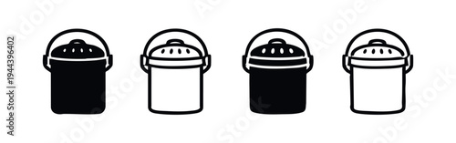 Traditional Milk Can or Dairy Bucket Icon Set - Farm Container Vector Symbols and Pail Icons