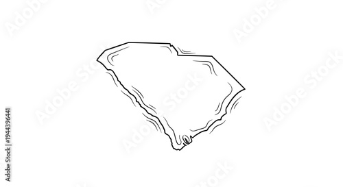 South Carolina State Outline Map Drawing - Simple Black and White Line Art