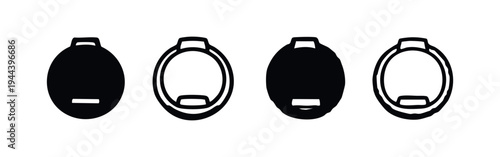 Backpack Icon Set (Front View). Travel Bag and Luggage Symbols for Adventure, School, and Daily Use.
