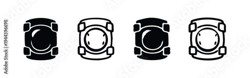 Knee Pads and Elbow Protection Icons Set