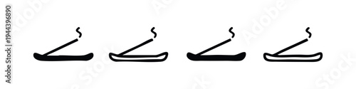 Hand Drawn Incense Stick and Holder Icons Set. Doodle Style Aromatherapy and Zen Vector Illustration.