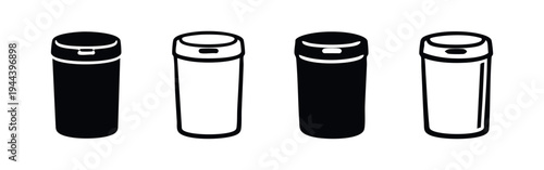 Hand Drawn Reusable Water Bottle Icons Set. Doodle Style Thermos Flask Vector Illustration.