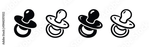 Sweet newborn baby pacifier icons for infant products, childcare themes and nursery decor