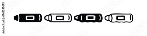 Horizontal battery or power bank vector icons in diverse black and outline styles.