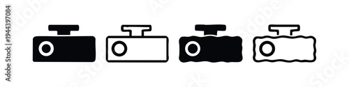 Dashcam and car video recorder icons for road safety, vehicle security, and incident recording