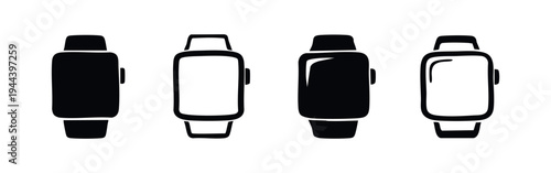 Modern Smartwatch Icon Collection. Digital Wristwatch and Wearable Gadget Vector Symbols.