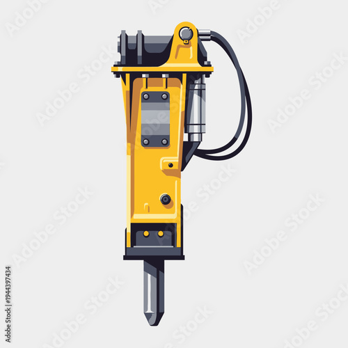 Yellow Hydraulic Breaker Hammer for Excavator, Construction Equipment, Demolition Tool