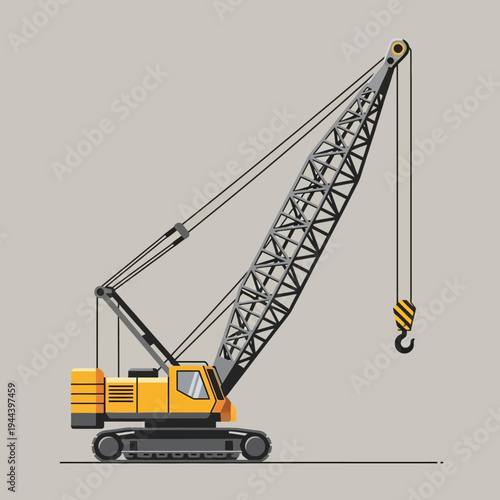 Yellow crawler crane lifting heavy load, construction equipment, industrial machinery, heavy duty vehicle