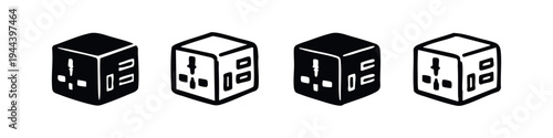 Universal Travel Adapter Icon Set. Power Plug Converter Vector.