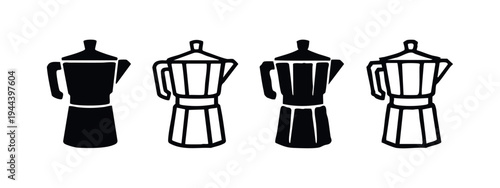Moka Pot Coffee Maker Icon Set