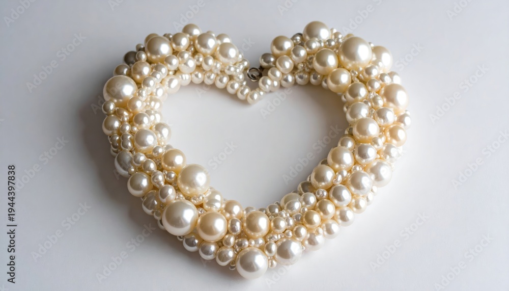 Obraz premium Pearl jewelry in heart shape.