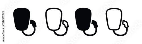 Electric Vehicle Charging Station Vector Icon Set - EV Car Charger Plug and Renewable Energy Symbols