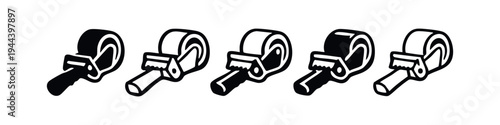 Handheld Tape Dispenser Vector Icon Set - Packaging and Office Supply Tools Collection