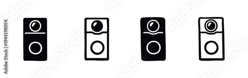 Smart Speaker or Doorbell Camera Icons Set. Home Security and Automation Solutions.