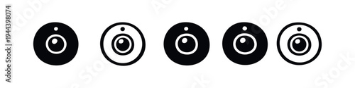 Circular Webcam Icons Set. Digital Camera for Video Conferencing and Security Systems.